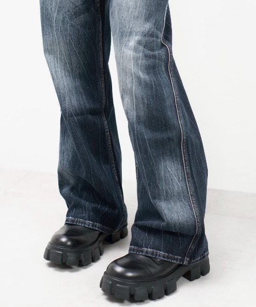 Chikashitsu +（チカシツプラス）の「【Chikashitsu +】washed slim denim pants / 【チカシツプラス】ウォッシュスリムデニムパンツ＜着用動画あり＞（デニムパンツ・メンズ・ブルー・M/S）」の21枚目の写真