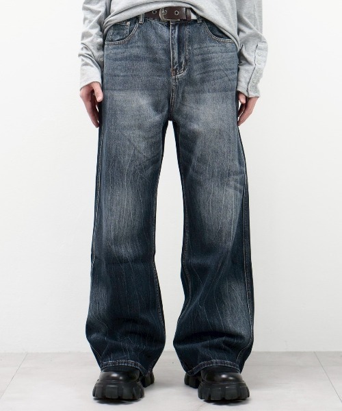 Chikashitsu +（チカシツプラス）の「【Chikashitsu +】washed slim denim pants / 【チカシツプラス】ウォッシュスリムデニムパンツ＜着用動画あり＞（デニムパンツ・メンズ・ブルー・M/S）」の15枚目の写真