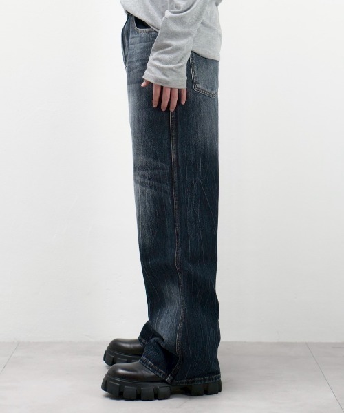 Chikashitsu +（チカシツプラス）の「【Chikashitsu +】washed slim denim pants / 【チカシツプラス】ウォッシュスリムデニムパンツ＜着用動画あり＞（デニムパンツ・メンズ・ブルー・M/S）」の16枚目の写真