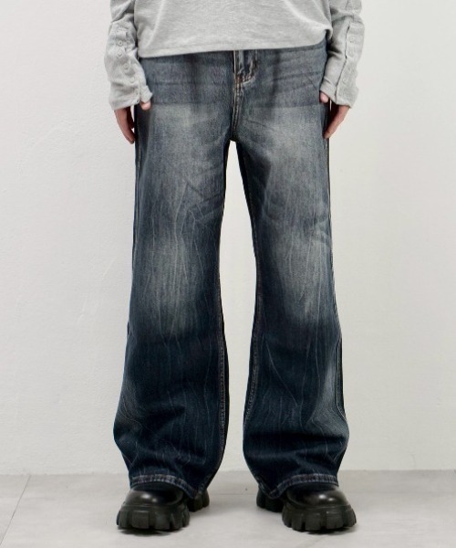 Chikashitsu +（チカシツプラス）の「【Chikashitsu +】washed slim denim pants / 【チカシツプラス】ウォッシュスリムデニムパンツ＜着用動画あり＞（デニムパンツ・メンズ・ブルー・M/S）」の14枚目の写真
