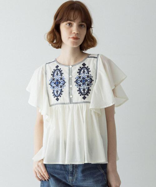 URBAN RESEARCH Sonny Label(アーバンリサーチサニーレーベル)の「スパンコールエンブロイダリーブラウス(シャツ/ブラウス・レディース・ブラック/オフホワイト/グリーン系その他/オレンジ・FREE)」の6枚目の写真