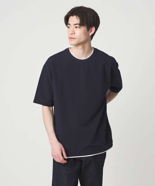 green label relaxing（グリーンレーベルリラクシング）の「【WEB限定】JUST fit フェイクレイヤード Tシャツ カットソー -吸水速乾・抗菌-（Tシャツ/カットソー・メンズ・ライトグレー/ダークグレー/ネイビー・XL/L/M/S）」の3枚目の写真