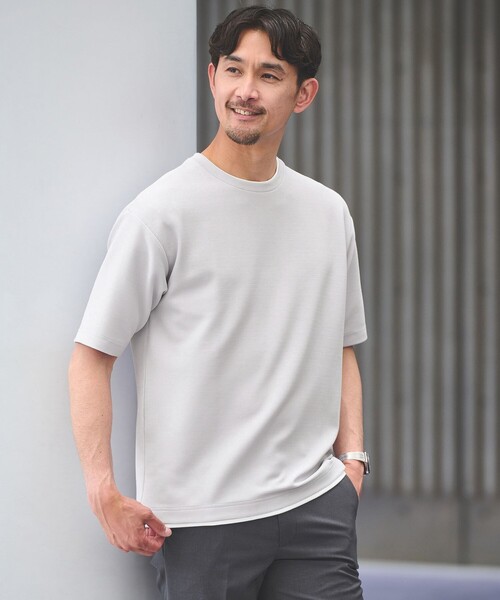 green label relaxing（グリーンレーベルリラクシング）の「【WEB限定】JUST fit フェイクレイヤード Tシャツ カットソー -吸水速乾・抗菌-（Tシャツ/カットソー・メンズ・ライトグレー/ダークグレー/ネイビー・XL/L/M/S）」の2枚目の写真