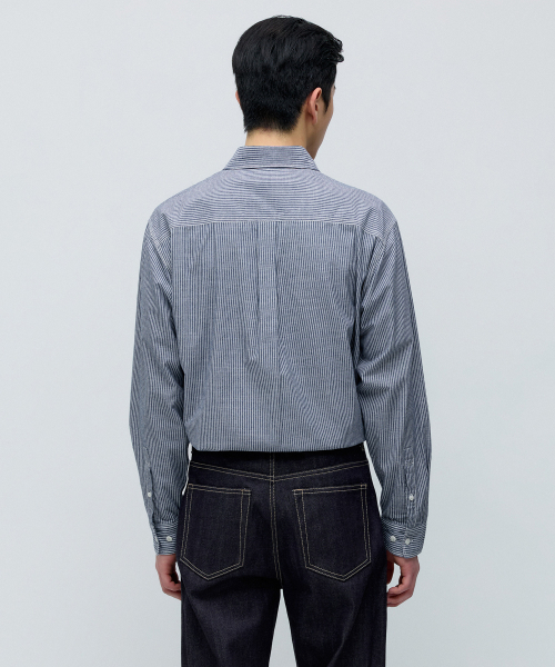 MUSINSA STANDARD（ムシンサスタンダード）の「ストライプワークシャツ[ブルー/ストライプ]（シャツ/ブラウス・メンズ・その他・SMALL/MEDIUM/LARGE/X-LARGE/2XL）」の5枚目の写真