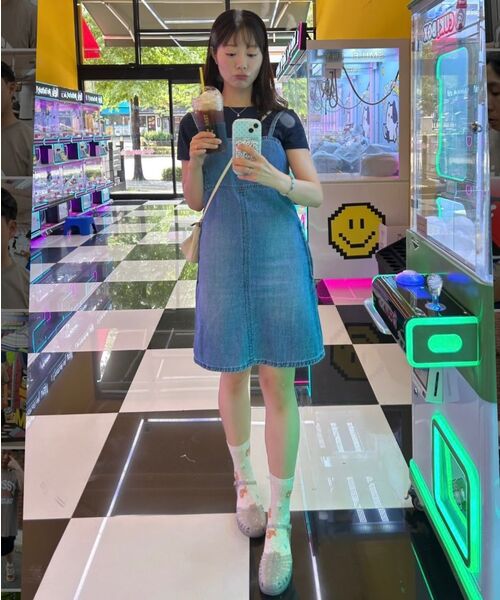 MUSINSA STANDARD WOMAN(ムシンサスタンダードウーマン)の「ウーマンズデニムストラップミニドレス【ライトインディゴ】(ワンピース・レディース・その他・XS/S/M/L)」の3枚目の写真