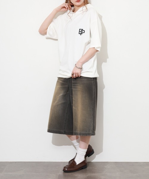 FUNALIVE(ファンアライブ)の「フード付き ロゴ 刺繍 半袖 Tシャツ(Tシャツ/カットソー・メンズ・レディッシュグレー/ホワイト/ネイビー/ブラック・M/L/LL)」の14枚目の写真