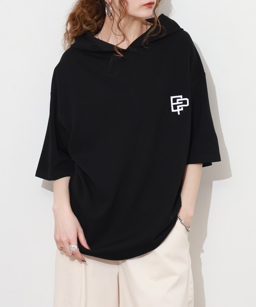 FUNALIVE(ファンアライブ)の「フード付き ロゴ 刺繍 半袖 Tシャツ(Tシャツ/カットソー・メンズ・レディッシュグレー/ホワイト/ネイビー/ブラック・M/L/LL)」の21枚目の写真