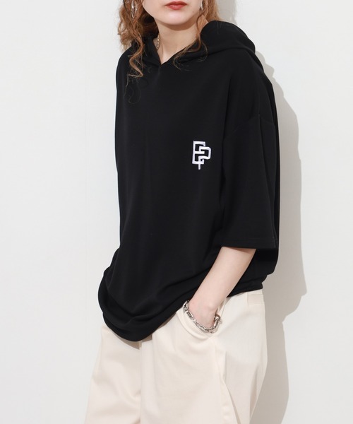 FUNALIVE(ファンアライブ)の「フード付き ロゴ 刺繍 半袖 Tシャツ(Tシャツ/カットソー・メンズ・レディッシュグレー/ホワイト/ネイビー/ブラック・M/L/LL)」の22枚目の写真