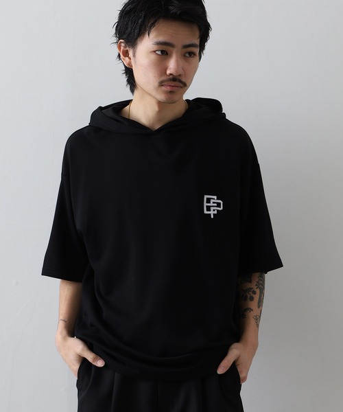 FUNALIVE(ファンアライブ)の「フード付き ロゴ 刺繍 半袖 Tシャツ(Tシャツ/カットソー・メンズ・レディッシュグレー/ホワイト/ネイビー/ブラック・M/L/LL)」の15枚目の写真