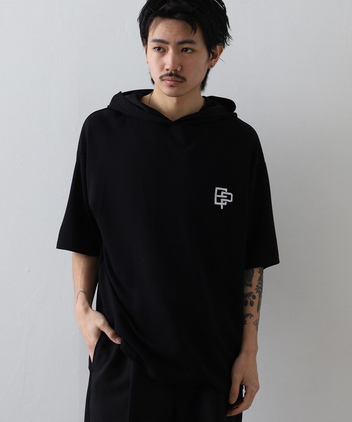 FUNALIVE(ファンアライブ)の「フード付き ロゴ 刺繍 半袖 Tシャツ(Tシャツ/カットソー・メンズ・レディッシュグレー/ホワイト/ネイビー/ブラック・M/L/LL)」の16枚目の写真