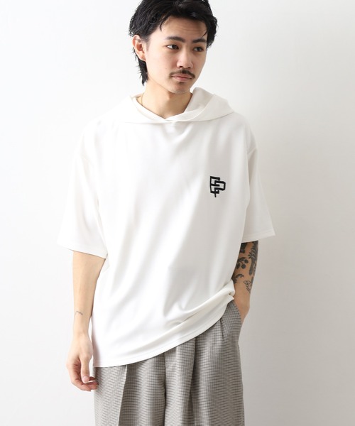 FUNALIVE(ファンアライブ)の「フード付き ロゴ 刺繍 半袖 Tシャツ(Tシャツ/カットソー・メンズ・レディッシュグレー/ホワイト/ネイビー/ブラック・M/L/LL)」の5枚目の写真