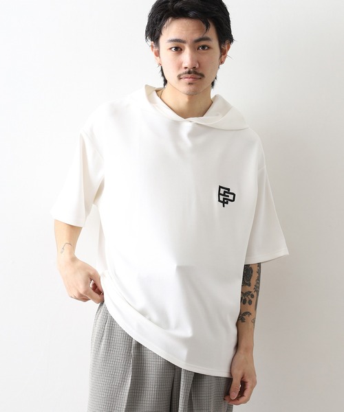 FUNALIVE(ファンアライブ)の「フード付き ロゴ 刺繍 半袖 Tシャツ(Tシャツ/カットソー・メンズ・レディッシュグレー/ホワイト/ネイビー/ブラック・M/L/LL)」の7枚目の写真