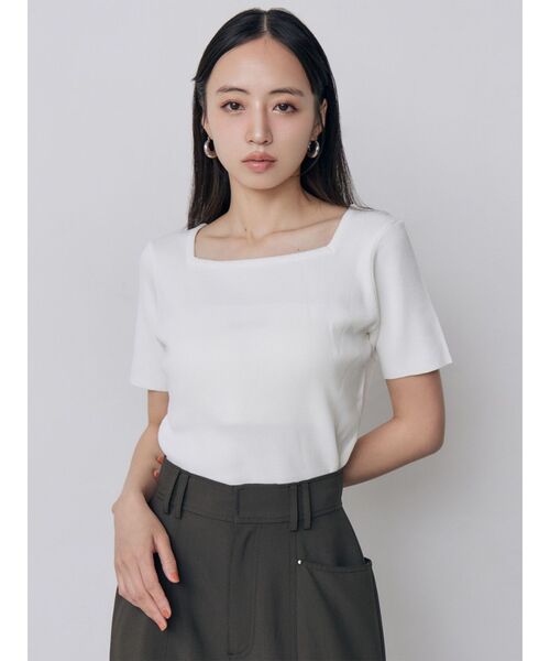 MURUA(ムルーア)の「【接触冷感】前後2WAYデコルテオープンハーフニット【近赤外線カット】 夏服(ニット/セーター・レディース・ブラック/レッド/ホワイト・FREE)」の14枚目の写真