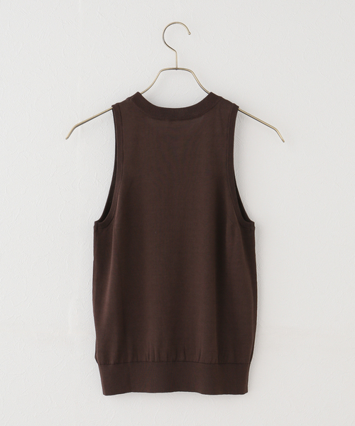 Spick & Span(スピックアンドスパン)の「《セットアップ可 / 手洗い可》シルクコットンノースリーブプルオーバー(ニット/セーター・レディース・ブラウン/ホワイト・FREE)」の9枚目の写真