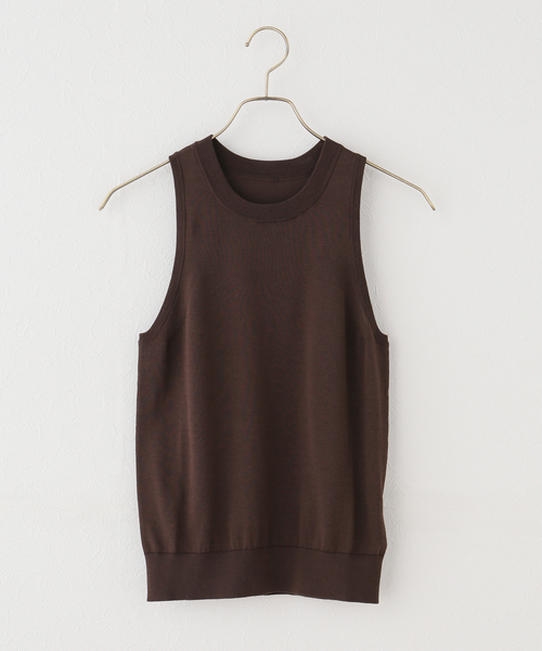 Spick & Span(スピックアンドスパン)の「《セットアップ可 / 手洗い可》シルクコットンノースリーブプルオーバー(ニット/セーター・レディース・ブラウン/ホワイト・FREE)」の14枚目の写真