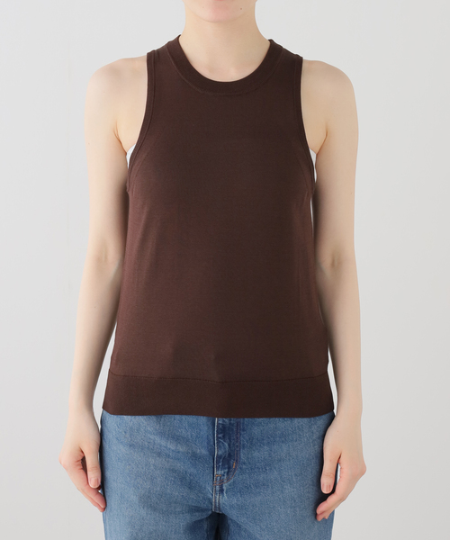 Spick & Span(スピックアンドスパン)の「《セットアップ可 / 手洗い可》シルクコットンノースリーブプルオーバー(ニット/セーター・レディース・ブラウン/ホワイト・FREE)」の16枚目の写真