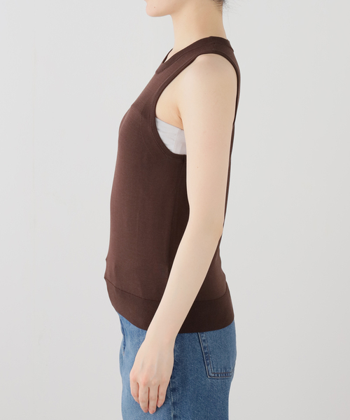 Spick & Span(スピックアンドスパン)の「《セットアップ可 / 手洗い可》シルクコットンノースリーブプルオーバー(ニット/セーター・レディース・ブラウン/ホワイト・FREE)」の17枚目の写真