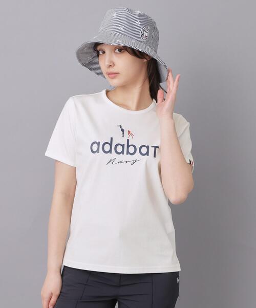 adabat(アダバット)の「【ADABAT NAVY】接触冷感/抗菌防臭/消臭 アイスクリアコットンロゴT(Tシャツ/カットソー・レディース・ブラック/ホワイト/ピンク・38/40/42)」の9枚目の写真
