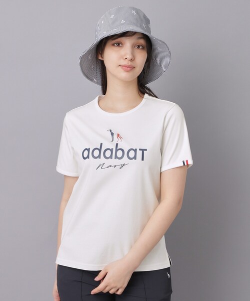 adabat(アダバット)の「【ADABAT NAVY】接触冷感/抗菌防臭/消臭 アイスクリアコットンロゴT(Tシャツ/カットソー・レディース・ブラック/ホワイト/ピンク・38/40/42)」の10枚目の写真