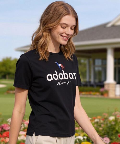 adabat(アダバット)の「【ADABAT NAVY】接触冷感/抗菌防臭/消臭 アイスクリアコットンロゴT(Tシャツ/カットソー・レディース・ブラック/ホワイト/ピンク・38/40/42)」の14枚目の写真