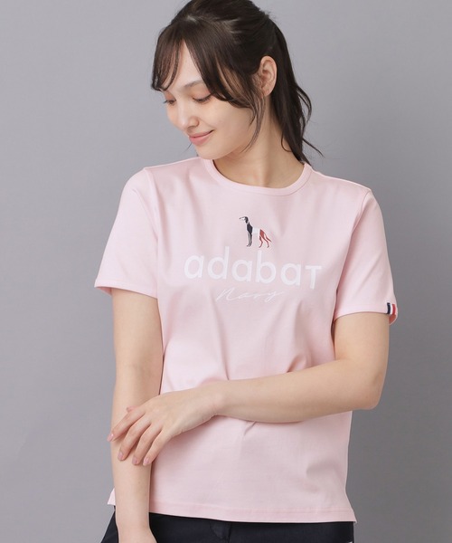 adabat(アダバット)の「【ADABAT NAVY】接触冷感/抗菌防臭/消臭 アイスクリアコットンロゴT(Tシャツ/カットソー・レディース・ブラック/ホワイト/ピンク・38/40/42)」の3枚目の写真
