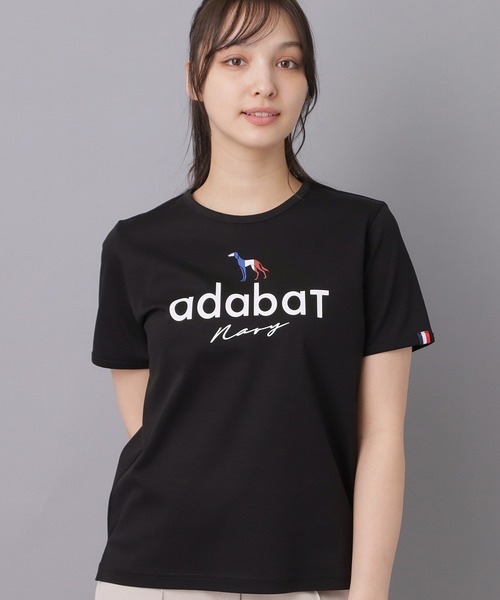 adabat(アダバット)の「【ADABAT NAVY】接触冷感/抗菌防臭/消臭 アイスクリアコットンロゴT(Tシャツ/カットソー・レディース・ブラック/ホワイト/ピンク・38/40/42)」の2枚目の写真