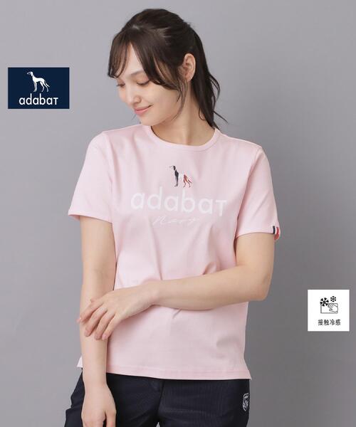 adabat(アダバット)の「【ADABAT NAVY】接触冷感/抗菌防臭/消臭 アイスクリアコットンロゴT(Tシャツ/カットソー・レディース・ブラック/ホワイト/ピンク・38/40/42)」の6枚目の写真