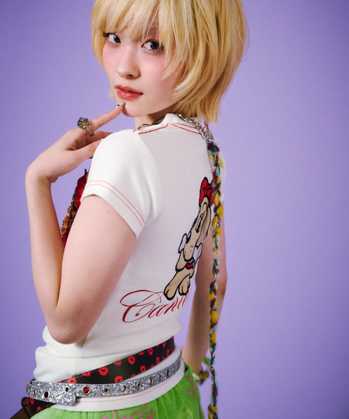 GALFY（ガルフィー）の「『GALFY/ガルフィー』らぶりぃチビT【Z】（Tシャツ/カットソー・レディース・ブラック/ピンク/ホワイト・FREE）」の4枚目の写真