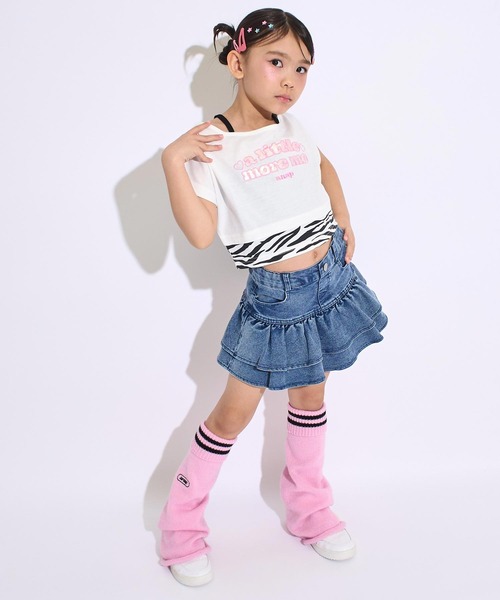 ANAP kids(アナップキッズ)の「オフショル風 レイヤード トップス Tシャツ(Tシャツ/カットソー・キッズ・ブラック/ホワイト/ラベンダー・130/120/110)」の19枚目の写真