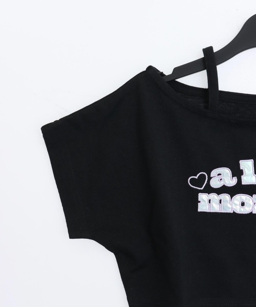 ANAP kids(アナップキッズ)の「オフショル風 レイヤード トップス Tシャツ(Tシャツ/カットソー・キッズ・ブラック/ホワイト/ラベンダー・130/120/110)」の9枚目の写真