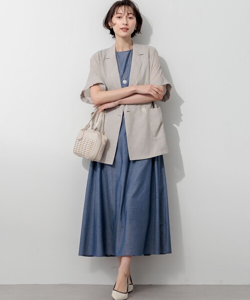 23区 S（ニジュウサンクチイサイサイズ）の「ウォッシャブルボイル ハーフスリーブ ダブル ジャケット（その他アウター・レディース・グレー系/ベージュ系・32）」の13枚目の写真