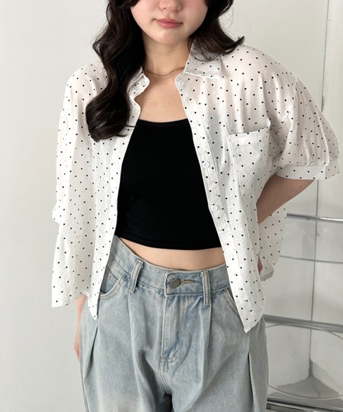 CLEA(クレア)の「ドット柄シアー半袖シャツブラウス(シャツ/ブラウス・レディース・ブラック/ブルー/イエロー/ピンク/ホワイト・FREE)」の20枚目の写真