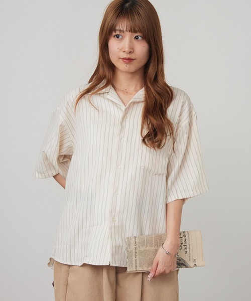 ROOPTOKYO（ループトウキョウ）の「先染め半袖シャツ 開襟シャツ 2026年春夏（シャツ/ブラウス・メンズ・チャコールグレー/ブラック/ホワイト系その他/ブラック系その他/ブルー系その他/ホワイト系その他2・M/L/LL）」の2枚目の写真