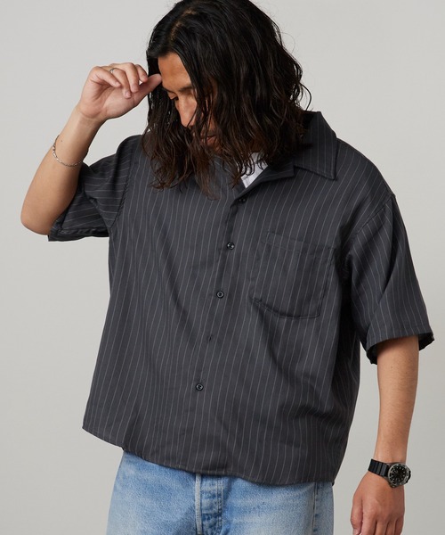 ROOPTOKYO（ループトウキョウ）の「先染め半袖シャツ 開襟シャツ 2026年春夏（シャツ/ブラウス・メンズ・チャコールグレー/ブラック/ホワイト系その他/ブラック系その他/ブルー系その他/ホワイト系その他2・M/L/LL）」の5枚目の写真