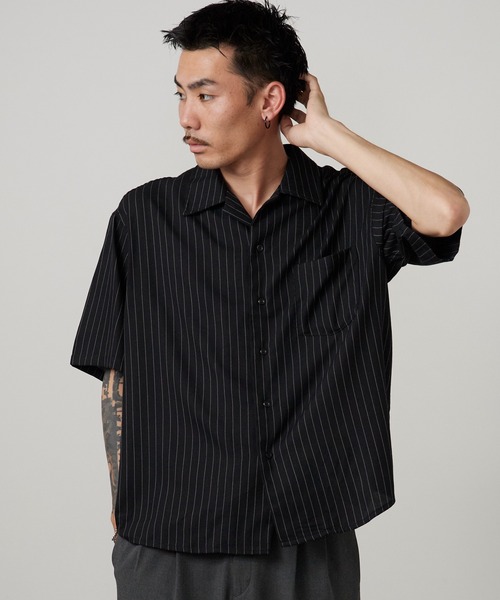 ROOPTOKYO（ループトウキョウ）の「先染め半袖シャツ 開襟シャツ 2026年春夏（シャツ/ブラウス・メンズ・チャコールグレー/ブラック/ホワイト系その他/ブラック系その他/ブルー系その他/ホワイト系その他2・M/L/LL）」の4枚目の写真