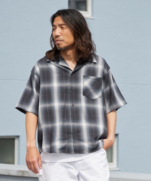 ROOPTOKYO（ループトウキョウ）の「先染め半袖シャツ 開襟シャツ 2026年春夏（シャツ/ブラウス・メンズ・チャコールグレー/ブラック/ホワイト系その他/ブラック系その他/ブルー系その他/ホワイト系その他2・M/L/LL）」の14枚目の写真