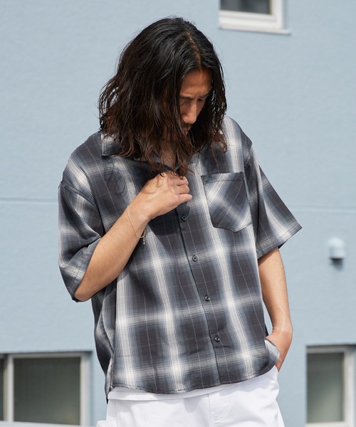 ROOPTOKYO（ループトウキョウ）の「先染め半袖シャツ 開襟シャツ 2026年春夏（シャツ/ブラウス・メンズ・チャコールグレー/ブラック/ホワイト系その他/ブラック系その他/ブルー系その他/ホワイト系その他2・M/L/LL）」の16枚目の写真