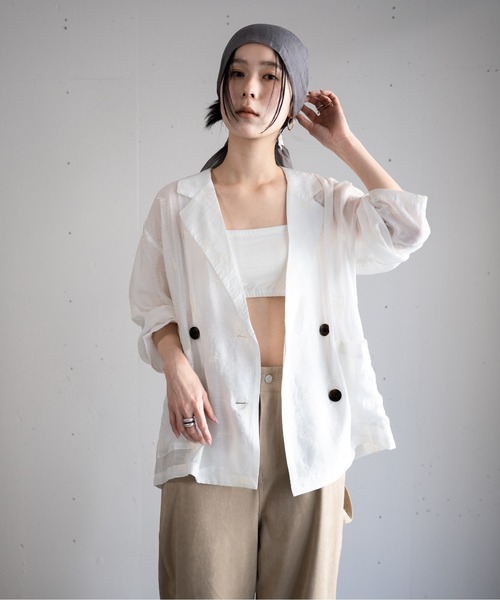 hwyl(ヒュイル)の「刺繍シアージャケット(シャツ/ブラウス・レディース・ブラック/オフホワイト・FREE)」の3枚目の写真