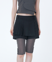 Pleats mini skort BLACK