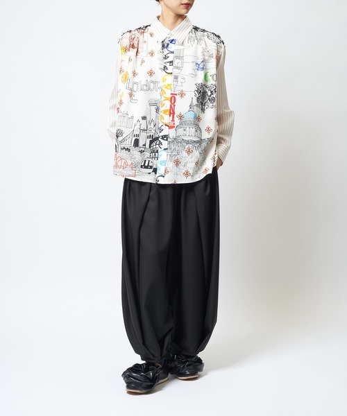 gomme(ゴム)の「ロンドンプリントギャザーシャツ(シャツ/ブラウス・レディース・ホワイト/ブラック・MEDIUM)」の14枚目の写真