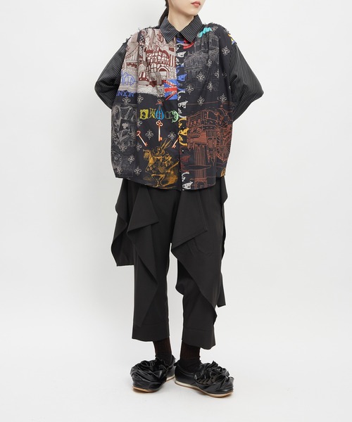 gomme(ゴム)の「ロンドンプリントギャザーシャツ(シャツ/ブラウス・レディース・ホワイト/ブラック・MEDIUM)」の18枚目の写真