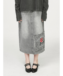 GT Rose Denim Skirt Gray