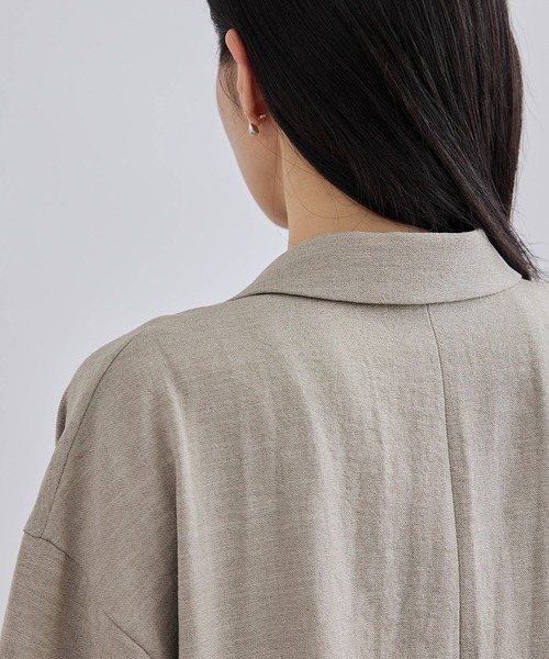 SALON adam et rope'（サロン アダム エ ロペ）の「リネンライクハーフスリーブジャケット / セットアップ対応（テーラードジャケット・レディース・ブラック/ベージュ/ブラウン・FREE）」の11枚目の写真