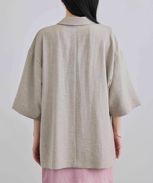 SALON adam et rope'（サロン アダム エ ロペ）の「リネンライクハーフスリーブジャケット / セットアップ対応（テーラードジャケット・レディース・ブラック/ベージュ/ブラウン・FREE）」の14枚目の写真