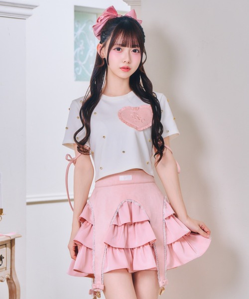 ReAmour(リアムール)の「スエードガータースカート(スカート・レディース・ブラック/ピンク・FREE)」の10枚目の写真