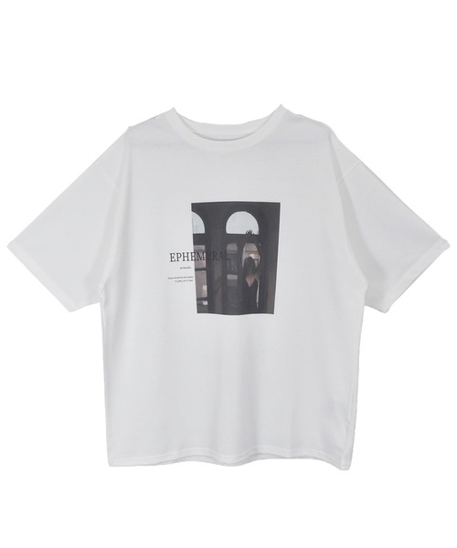Reurie'(レウリィ)の「スクエアプリントTシャツ(chihiro select) / 大人カジュアル 夏服 ノームコア きれいめ(Tシャツ/カットソー・レディース・ホワイト・FREE)」の3枚目の写真
