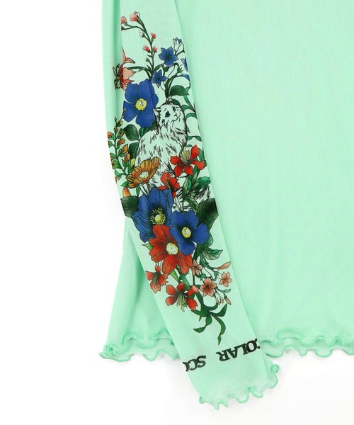 ScoLar(スカラー)の「ScoLar(スカラー) 花ネコプリント袖チュールインナー(Tシャツ/カットソー・レディース・ピンク/ブラック/グレー/グリーン・MEDIUM)」の21枚目の写真