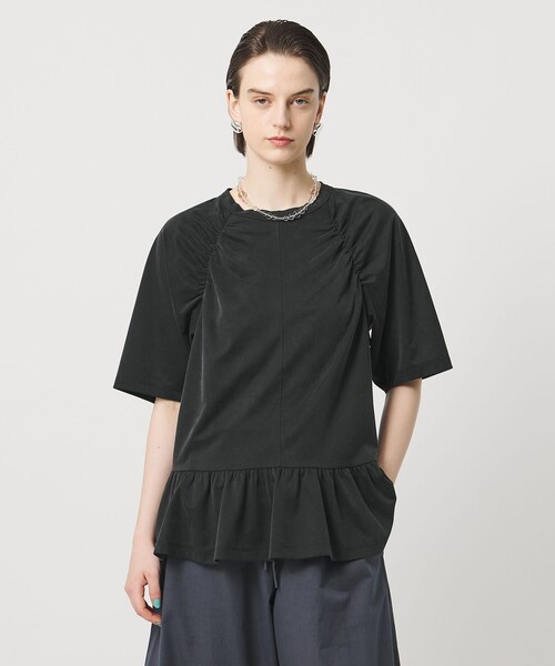 ASTRAET（アストラット）の「＜ASTRAET ＞ギャザー フレア クルーネックカットソー（Tシャツ/カットソー・レディース・グレー系/ブラック・FREE）」の2枚目の写真