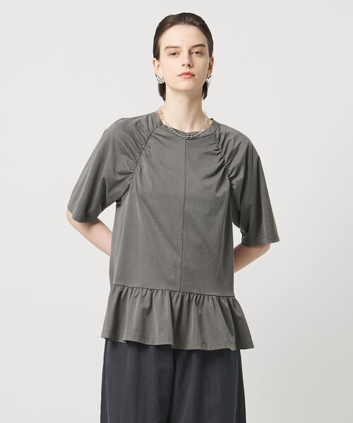 ASTRAET（アストラット）の「＜ASTRAET ＞ギャザー フレア クルーネックカットソー（Tシャツ/カットソー・レディース・グレー系/ブラック・FREE）」の5枚目の写真