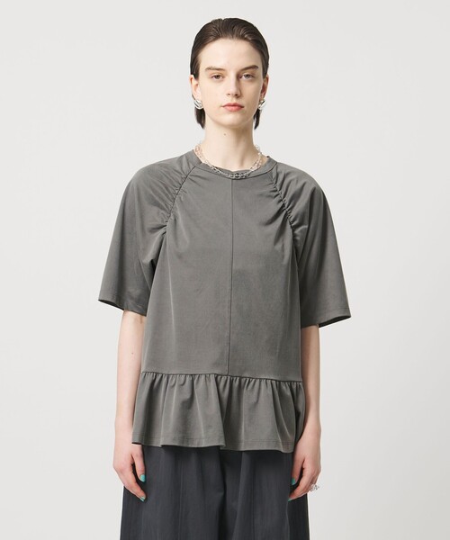 ASTRAET（アストラット）の「＜ASTRAET ＞ギャザー フレア クルーネックカットソー（Tシャツ/カットソー・レディース・グレー系/ブラック・FREE）」の9枚目の写真